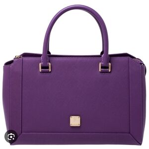 MCM Purple Satchel Bag With Crossbody
